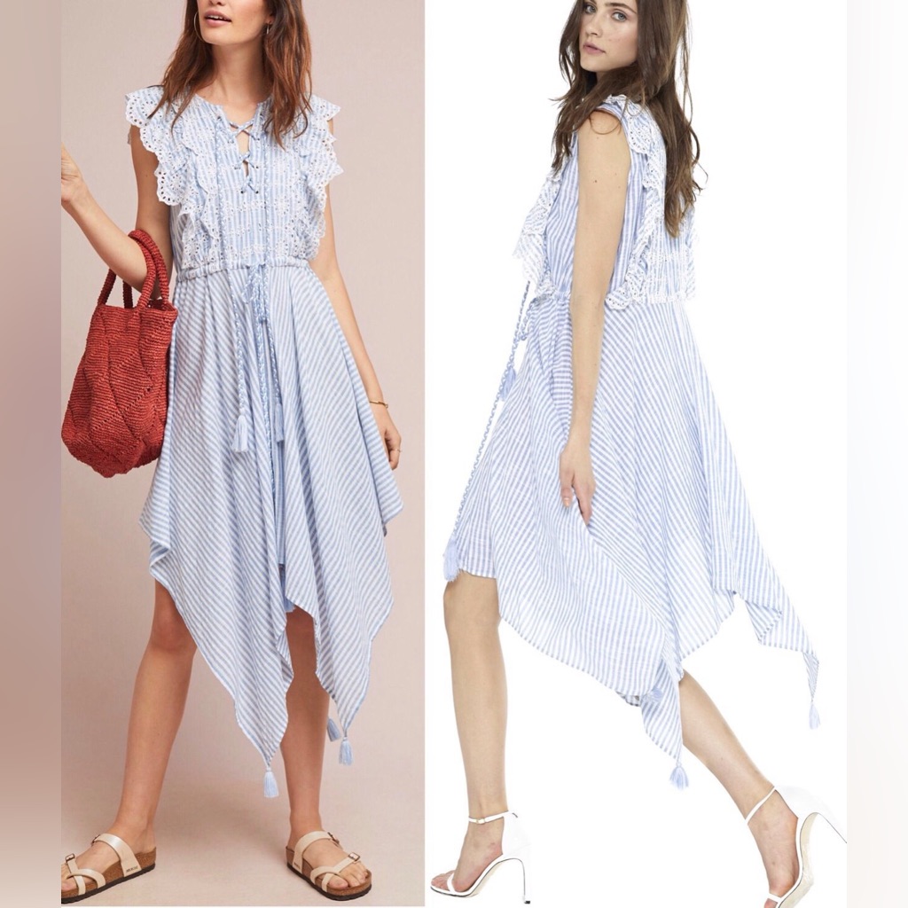 Nwt Misa La Beautiful Ruffle And Stripe Dress